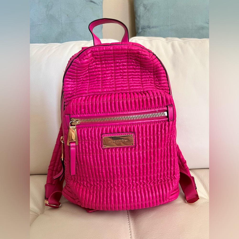 Juicy Couture Pink Ribbed Backpack with Structured Design